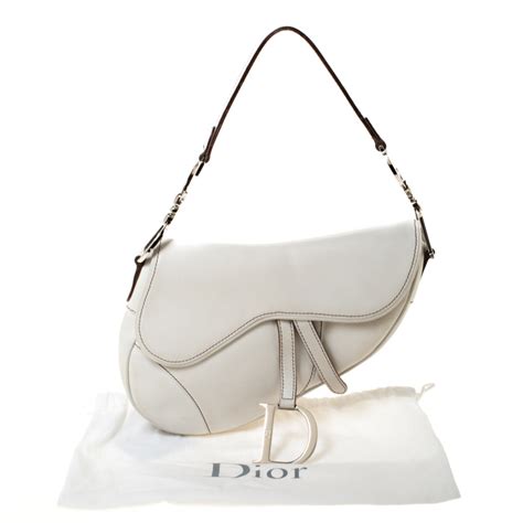 dior saddle bag all white|authentic Dior saddle bag.